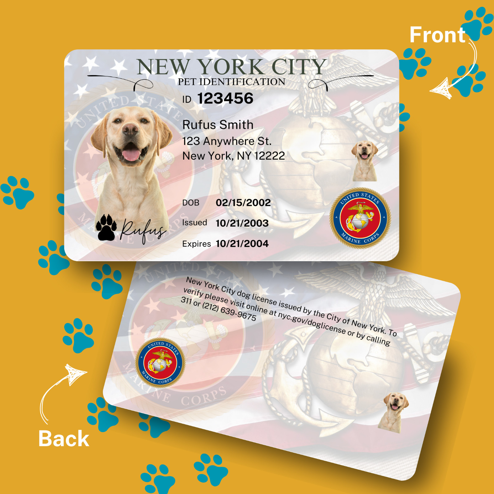 Custom NYC Pet ID Cards | ESA and Service Animal ID | ID Style Cards