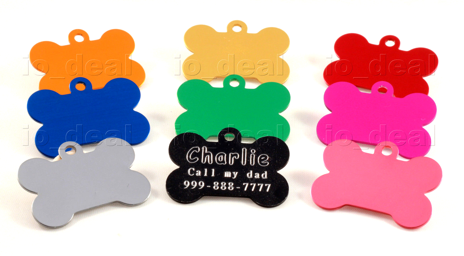 Extra Large Bone ID Tag Custom Diamond Engraved Dog Cat Aluminum