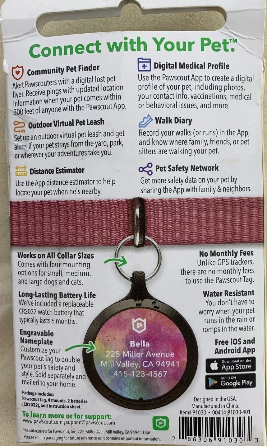 PawScout Smarter Pet Tag 4 pack