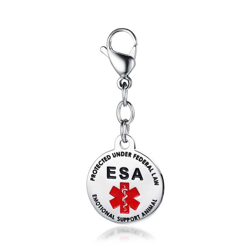 Stainless Steel Emotional Support Animal Dog Medical Pet Round Pendant