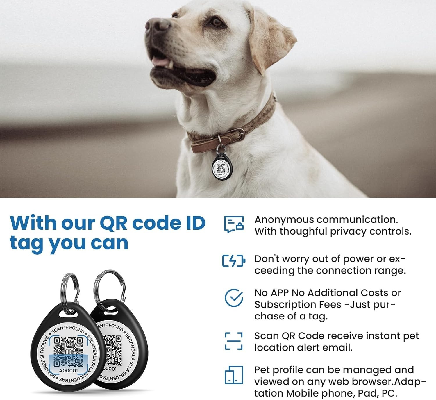Durable Black QR Code Dog Tags – Real-Time Location Alerts & Emergency Info
