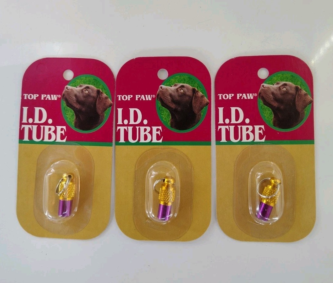(3 Pack) Top Paw Pet Dog Cat ID Tube Name Tag Aluminum I.D. Storage Waterproof