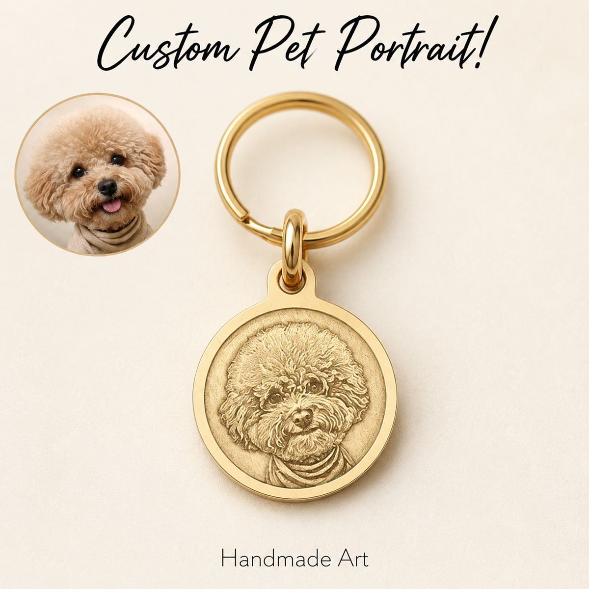 Customed Engraved Pet Portrait, Dog Tag, Cat Tag, Personalized Pet ID Tag