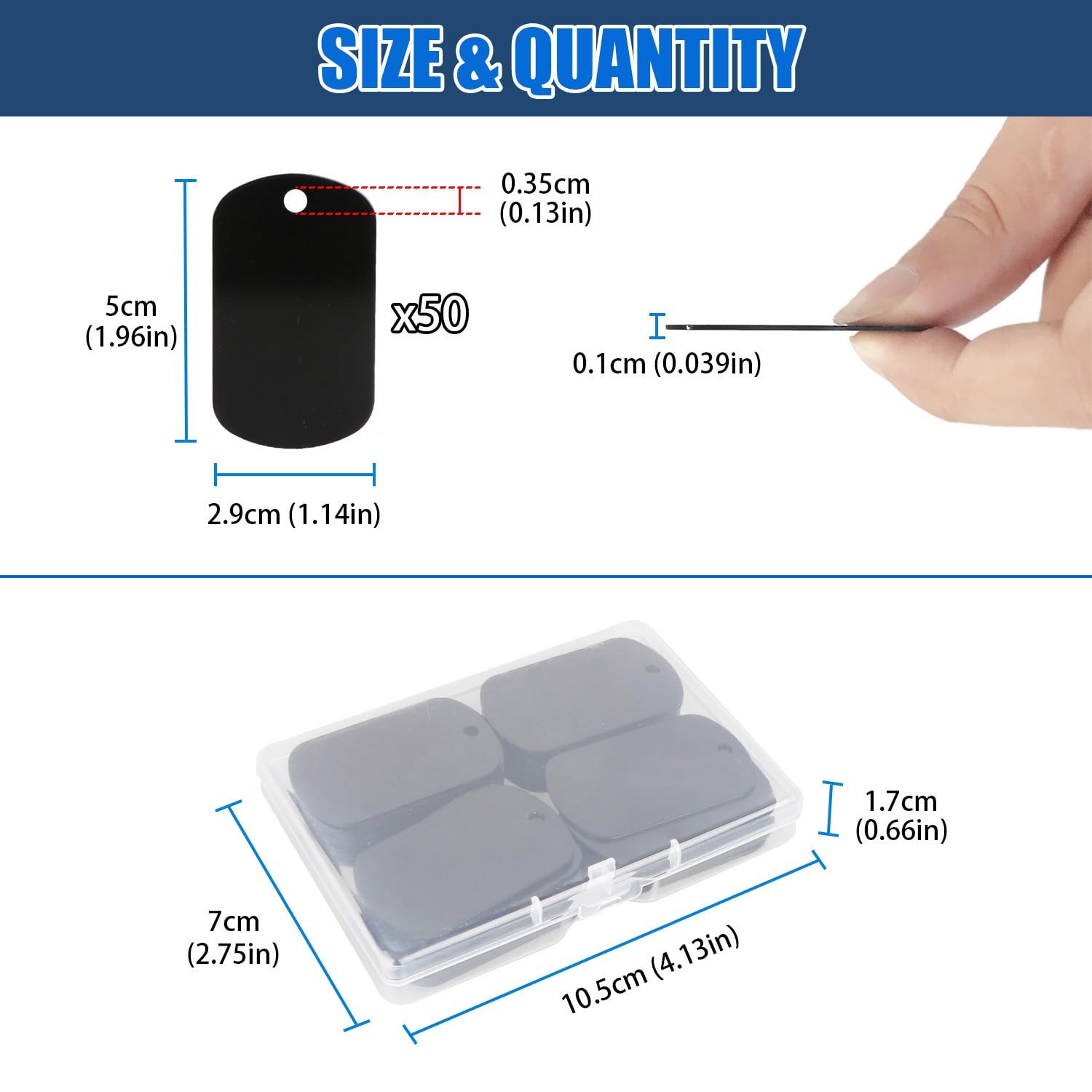 50 Pcs Aluminum Tags for Engraving,Rectangle Stamping Blanks Tags,Black Milit…