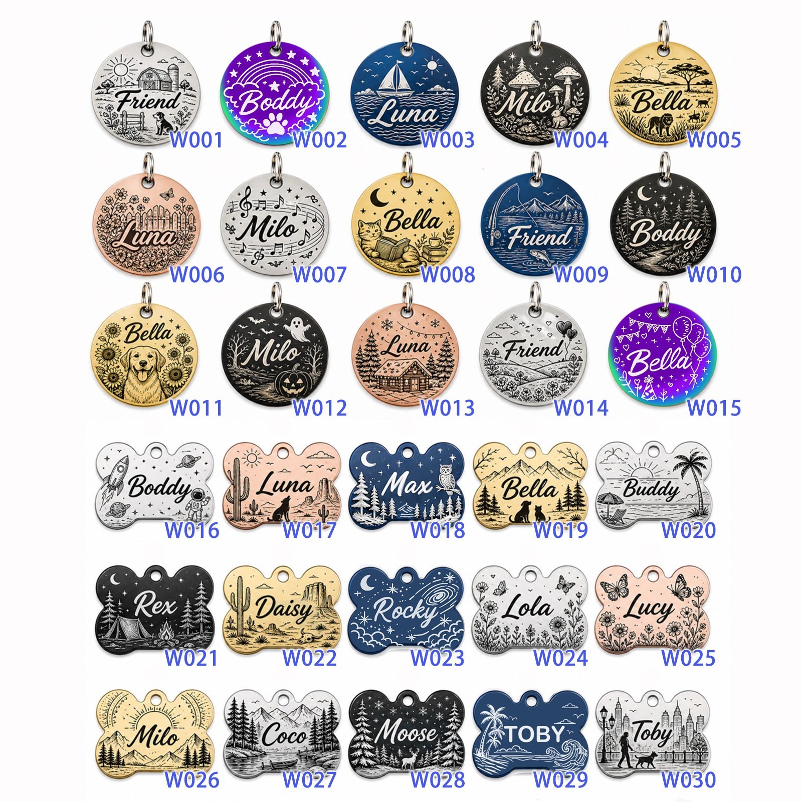 Personalized Pet ID Tag Custom Engraved Name Phone Stainless Steel Bone Tag