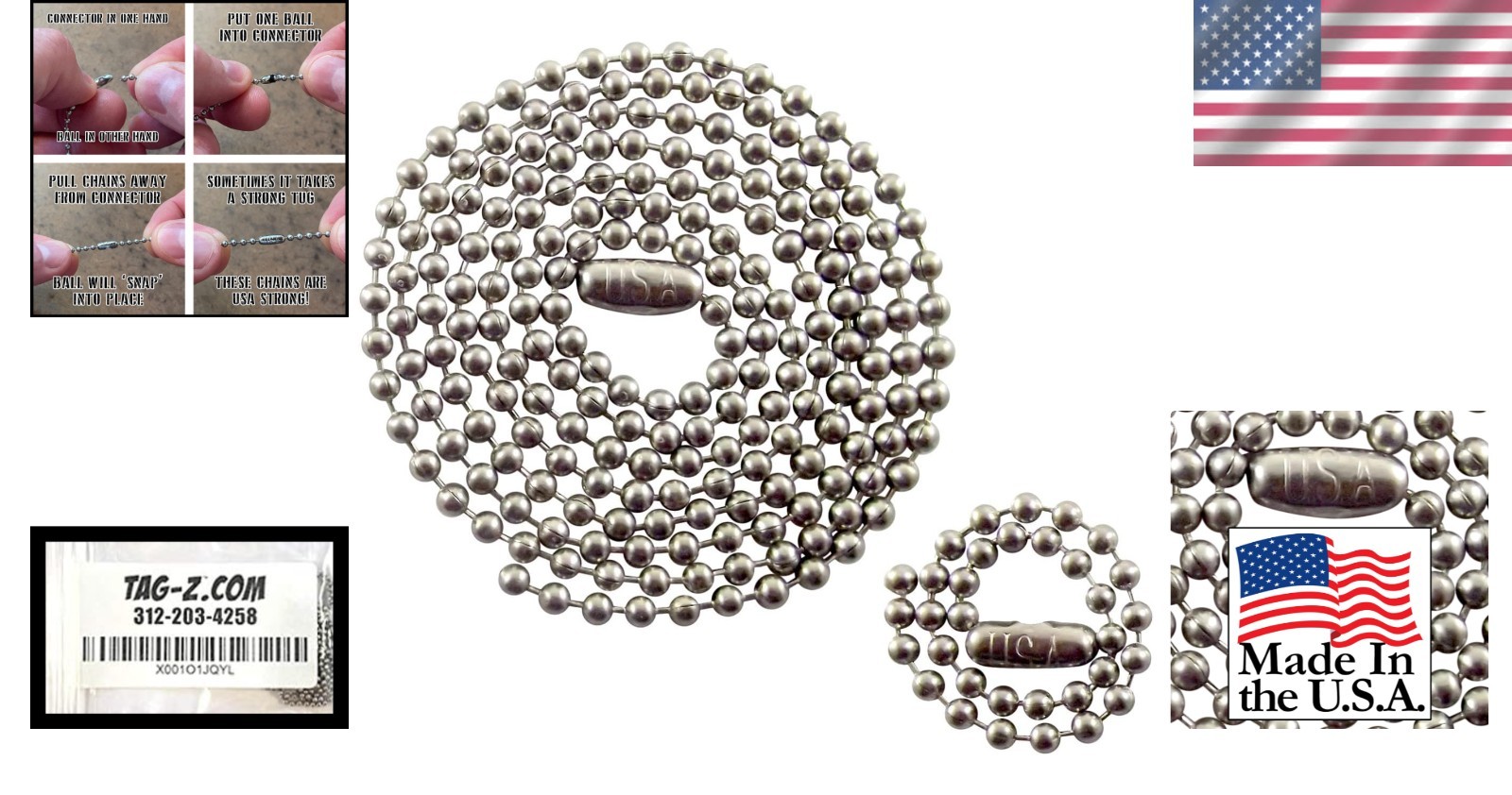 Durable Stainless Steel Ball Chain Set for Military Dog Tags – 27 / 4.5 Inches