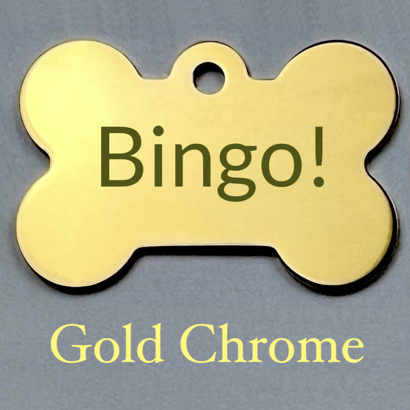 Custom Engraved Dog Tags Personalized Dog Collar Pet Tags Bone Pet Gold Chrome