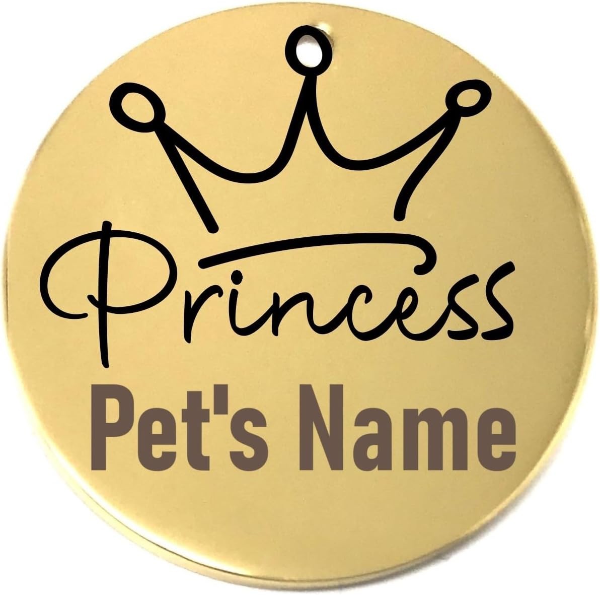 Princess Laser Engraved Pet Name Tags Personalized on Both Sides for Pet Collar