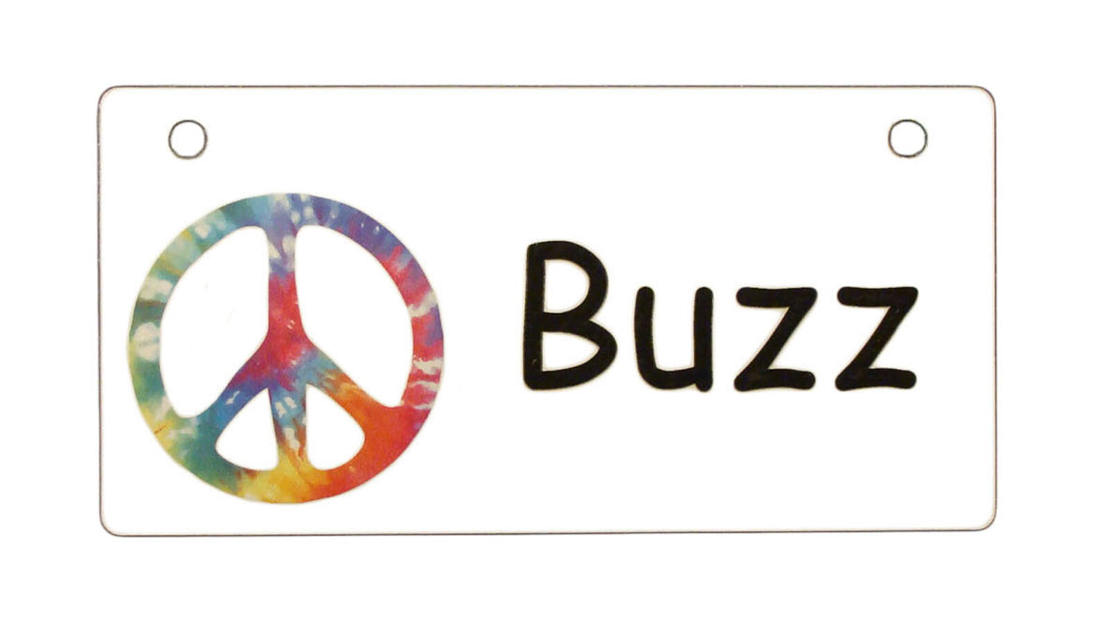 Tie Dye Peace Sign Personalized 5″ x 2.5″ Dog Crate Tag FREE SHIPPING