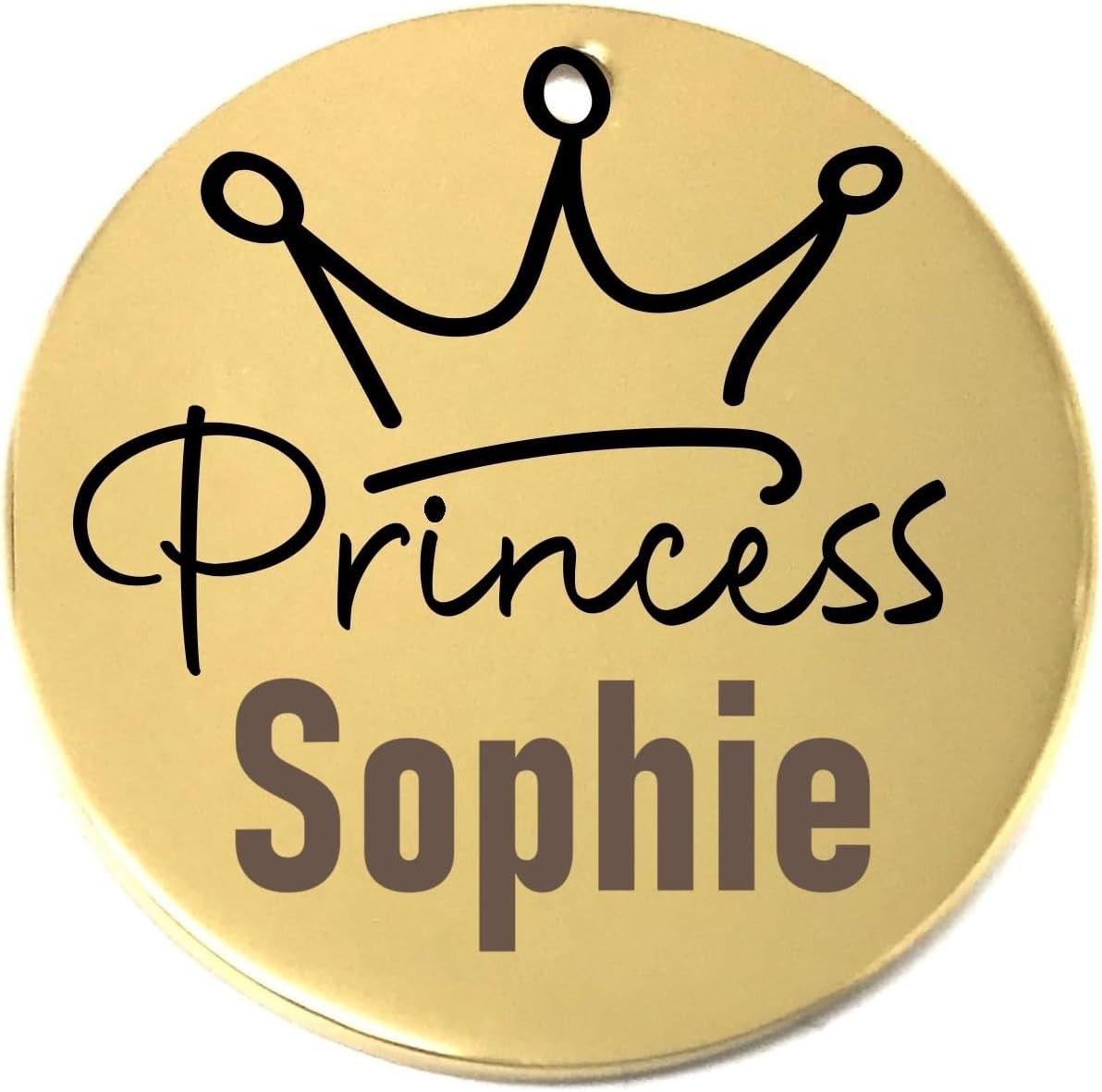 Princess Laser Engraved Pet Name Tags Personalized on Both Sides for Pet Collar