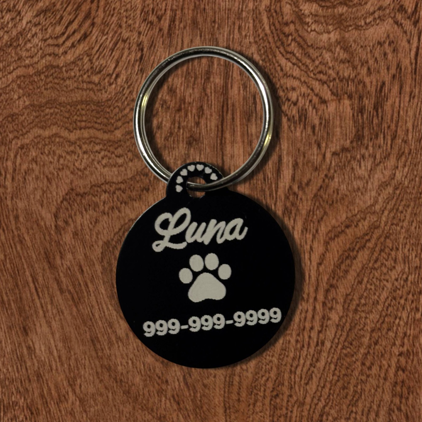 Custom Engraved Pet ID Tag – Personalized Dog Cat Name Tag – Round Aluminum