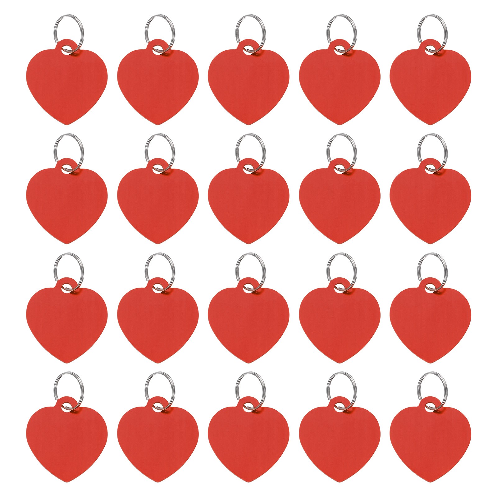 Pet ID Tags, Engraving Tags, Heart-Shape Dog ID Tag, Red Blank Tags, 20pcs