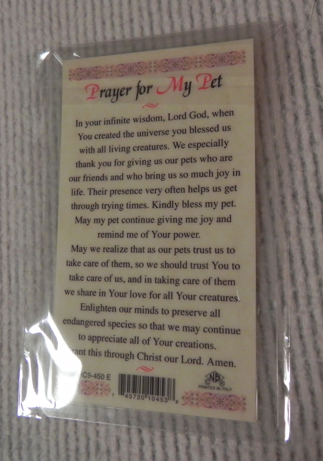 St Francis Dog Tag & Lam Holy Card Gift Medal w Prayer Collar Pets Animals Wolf