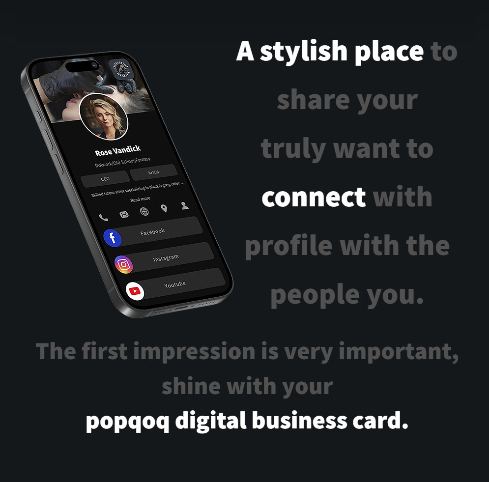 Popqoq Digital Business Card | Yellow Thin Tag | Tap & Share