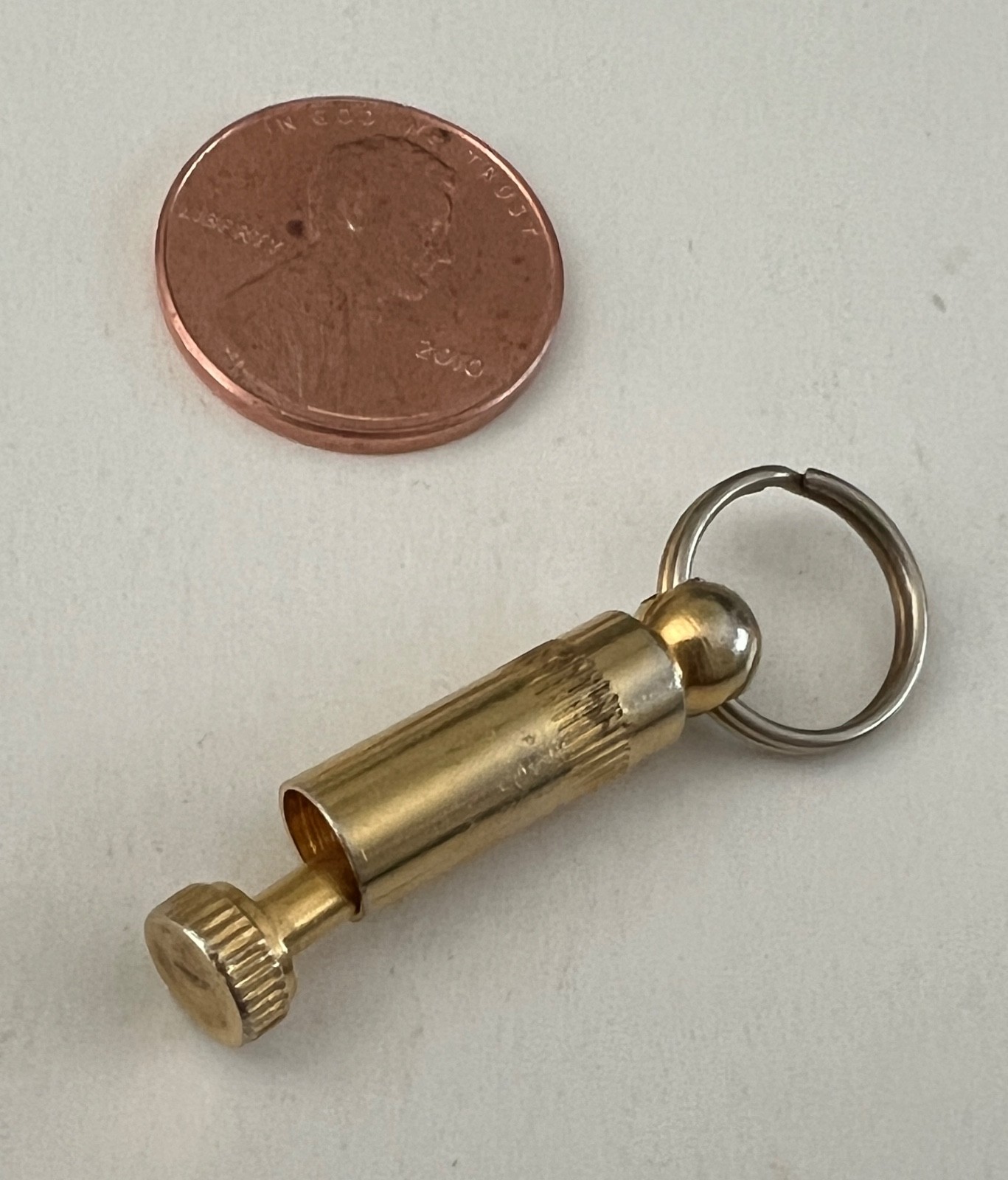 Owner ID Tube To Keep With Pet In Case Pet Gets Lost, Brass, Jump Ring, No Paper