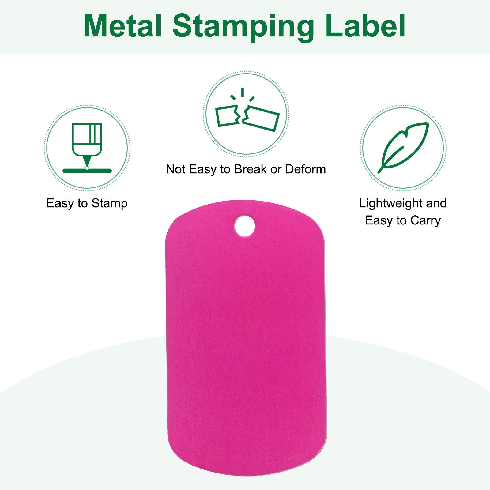 20-Pack 2″ x 1.18″ x 0.04″( L x W x T ) Blank Dog Tags [Rose Red, 1 Hole]