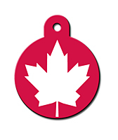 INTERNATIONAL CANADIAN FLAG ENGRAVED ROUND PET ID TAG