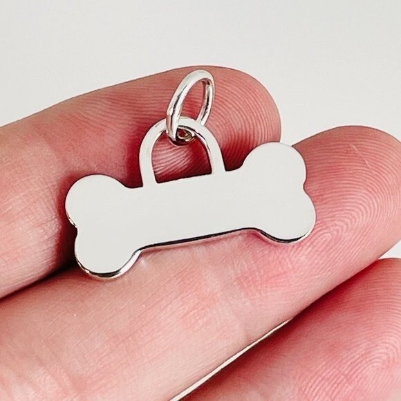 Tiffany & Co Dog Bone Pet ID Tag in Sterling Silver Engravable Charm or Pendant