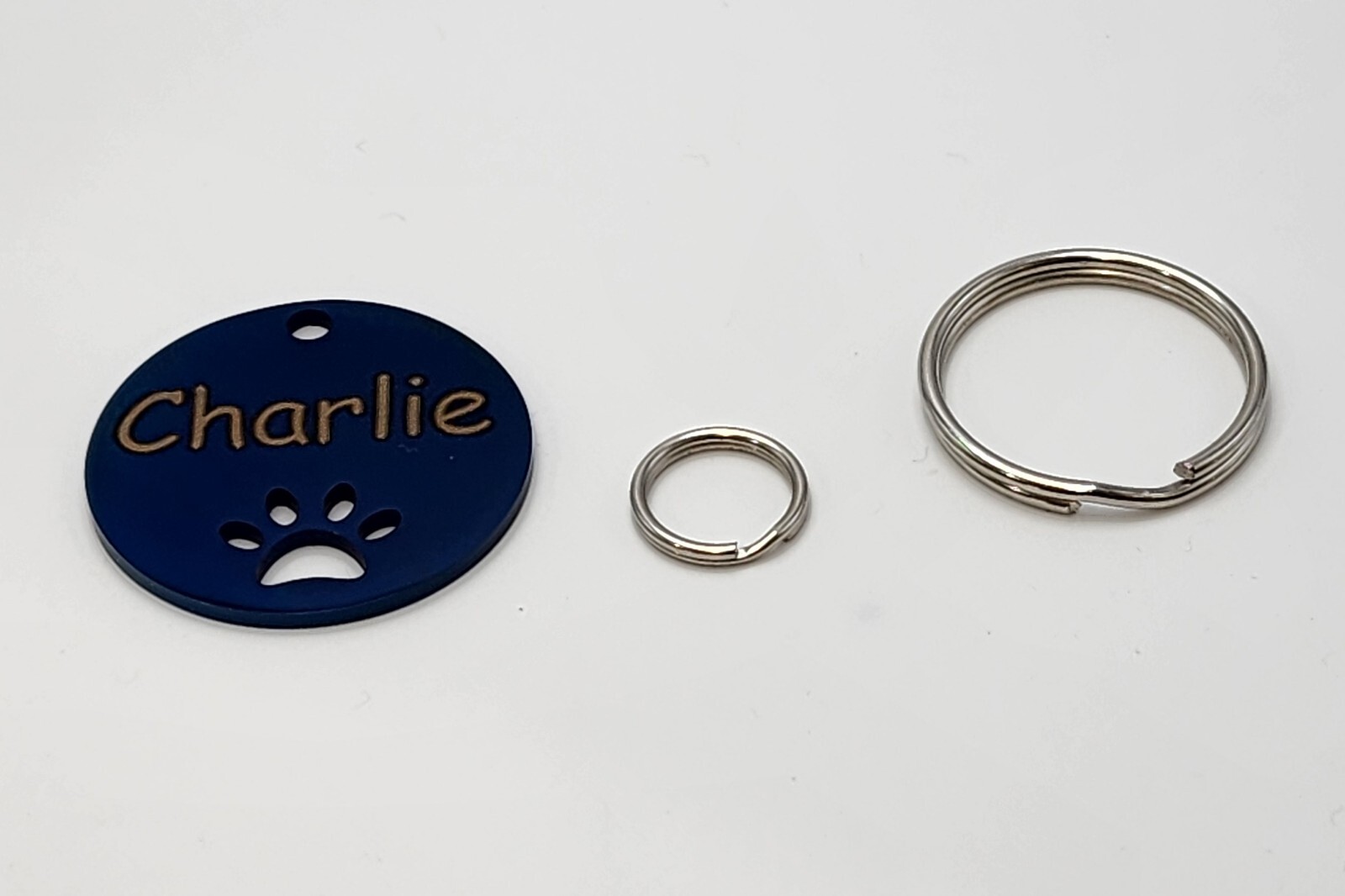 Custom Deep Engraved Stainless Steel Pet ID Tag – Double-Sided Round Paw Cutout