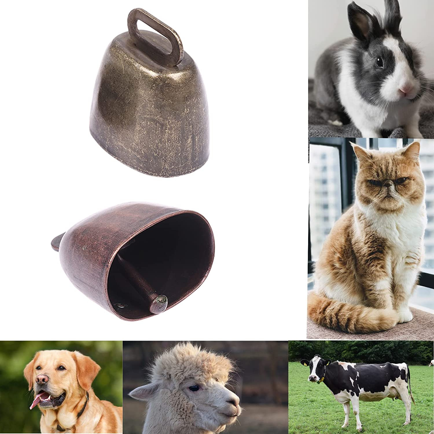 2Pack Retro Copper Bell, Pet Anti-Theft ID Tag, Anti-Lost Tags, Pet Collar Acces