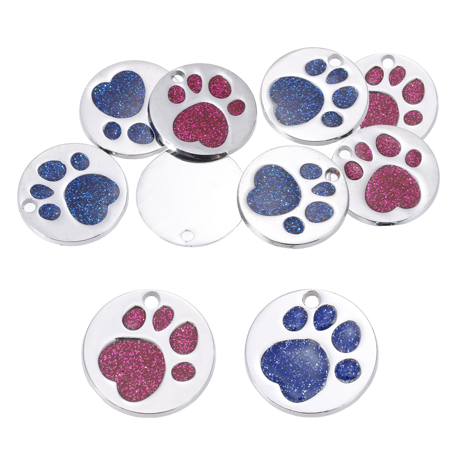 Enamel Paw Print Charm, 10Pcs Alloy Enamel Pendants, Rose Red/Deep Blue