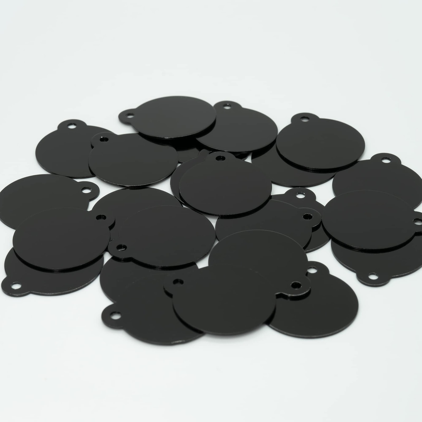 25 PCS Round Aluminum Laser Engraving Stamping Blank Tag 1.24 Inch Black