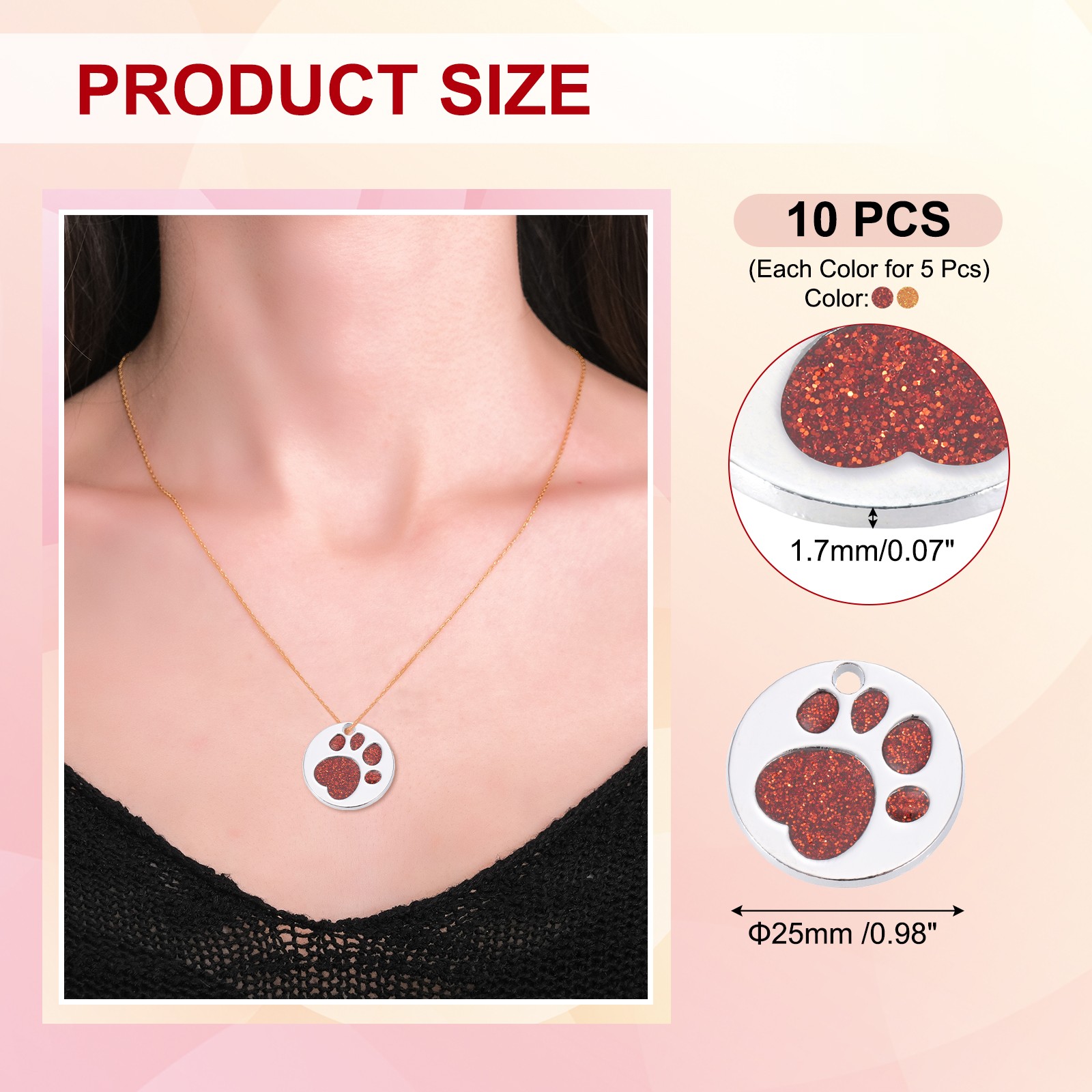 Enamel Paw Print Charm, 10Pcs Alloy Enamel Pendants, Orange/Dark Orange