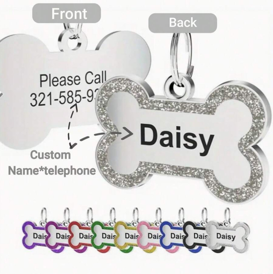Bone Shape Custom Dog Tags Engraved Pendant Puppy Pet ID Tags Personalized Name