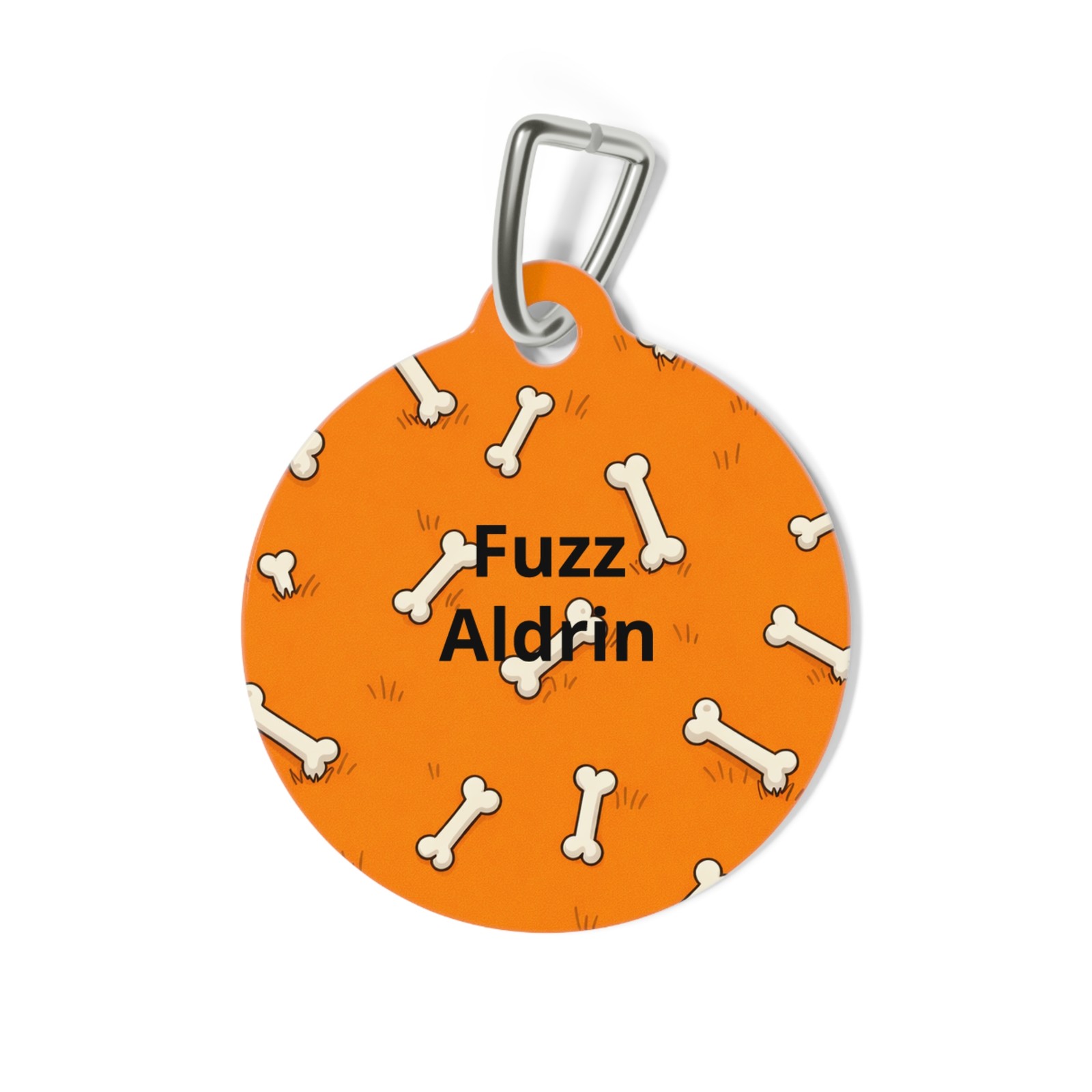 Double-sided Orange Pet Tag — Custom Name & Contact ID with Paw/Bone Designs