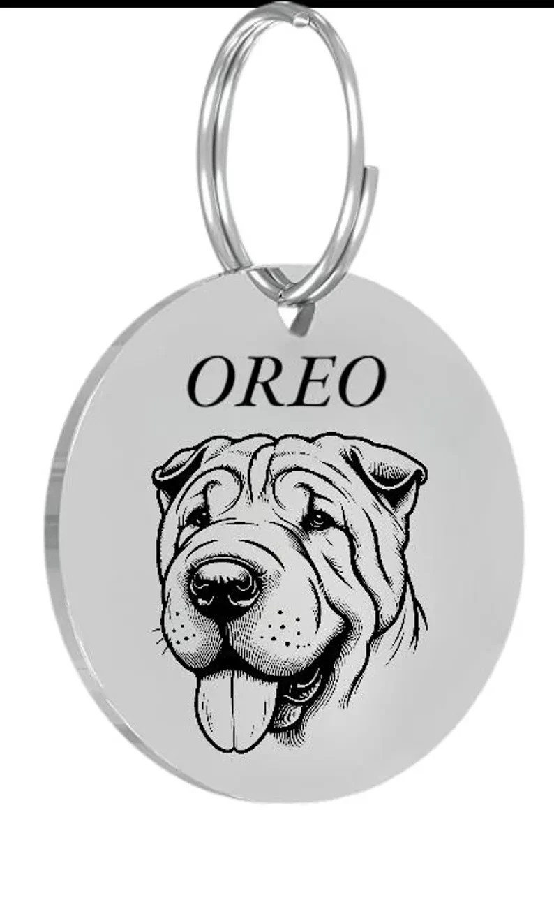 CHINESE SHAR PEI Pet ID Tags Dog Tags Personalized Front & Back Engraving…