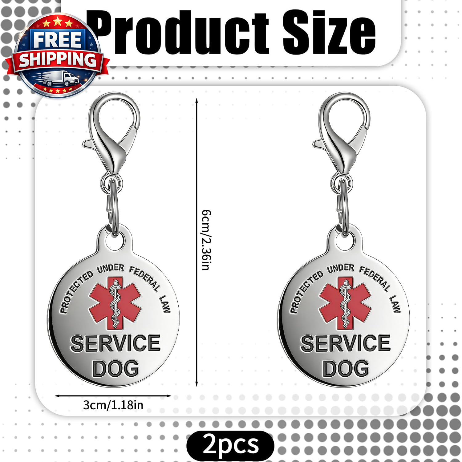 2Pcs Service Dog Tag Industrial Puppy for Service Animals, Emotional Support Dog