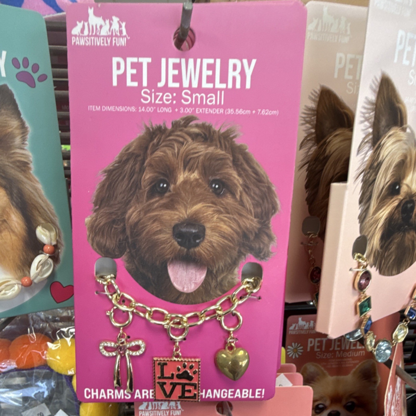 Pawsitively Fun! Small Gold Metal Hanging Collar Charm Set