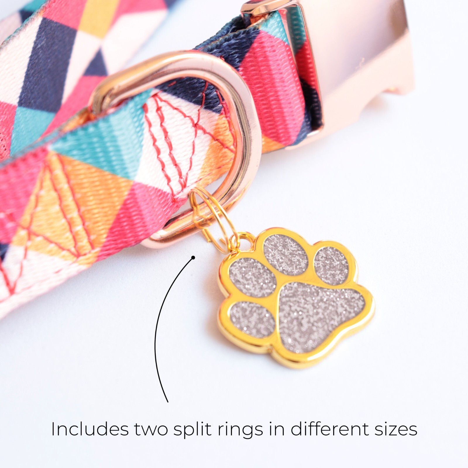 Custom Sparkly Gold Paw ID Tag Personalized Dog Engraved Puppy Cute Name Shiny