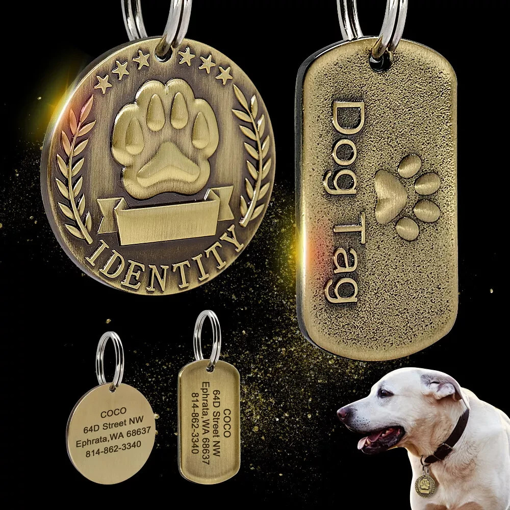 Personalized Engraved Dog ID Tag Custom Name Phone Number Pet Collar Pendant