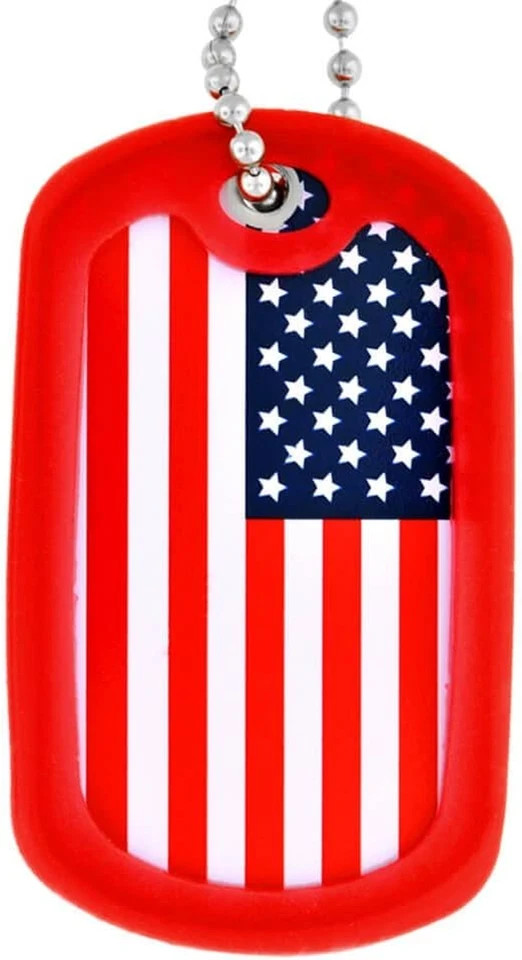 Red Military Dog Tags Silencers – Engraved Dog Tag Holder – Silicone Case to Red