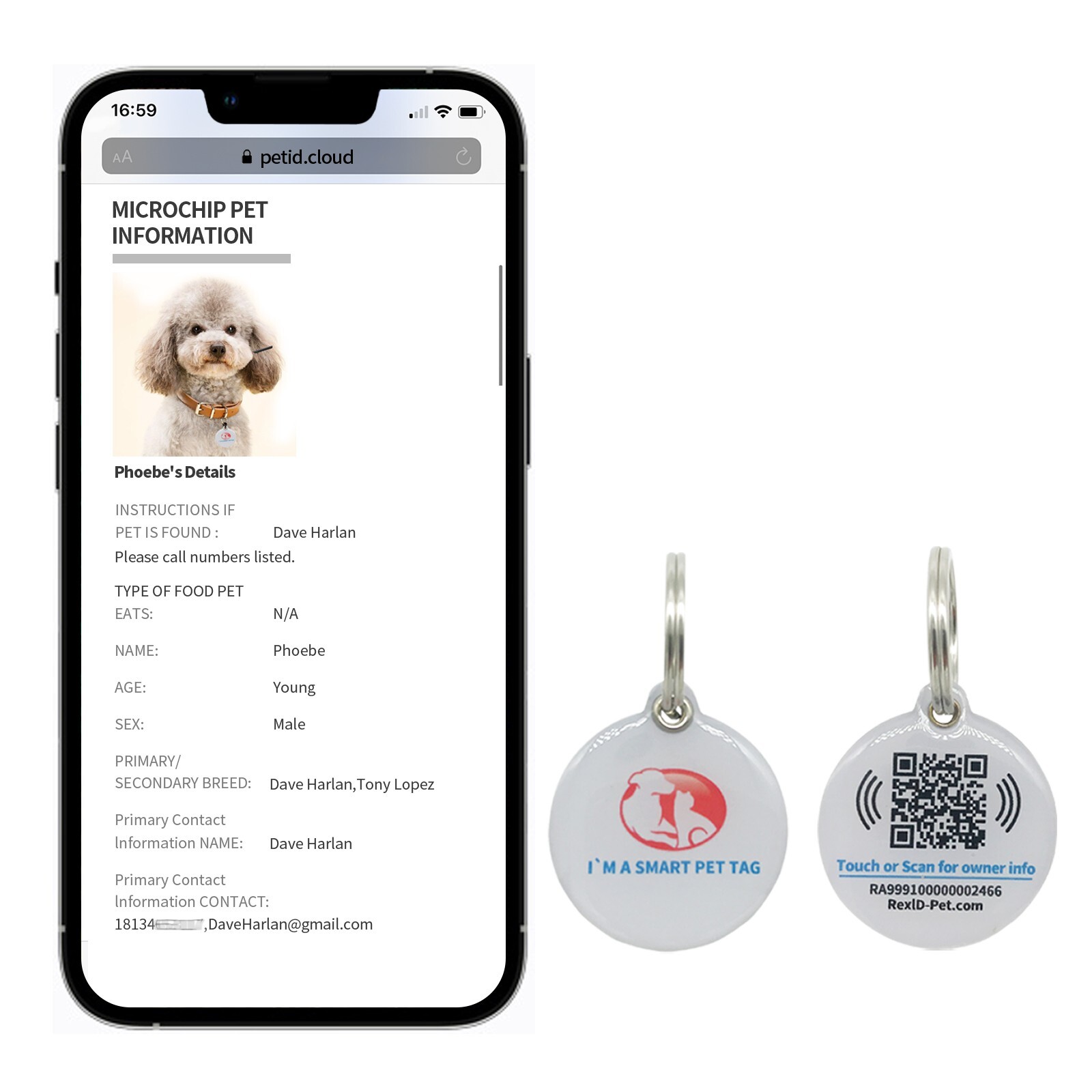 RexID Round Dog Tag QR Code Pet ID Tags Smart Permanent ID Tag