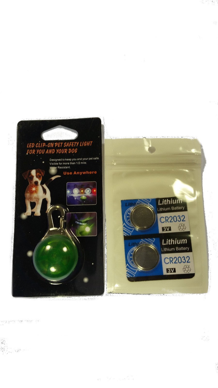 LED Spot Light Carabiner for Pet Dog Collar Leash Harness+ 2 Replacement Battery