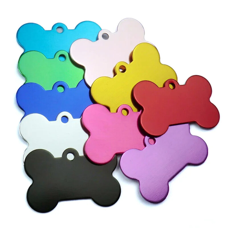 100Pcs Anodizing Aluminum Dog Tag Name Dog ID Tags Collar Customized Engraving