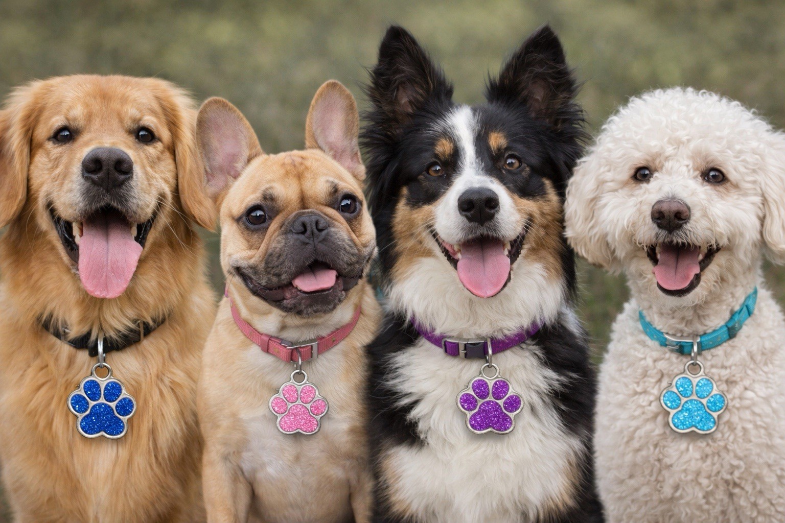 Deep Engraving Glitter Paw Pet ID Tag, Custom Engraved Dog Tags Personalized