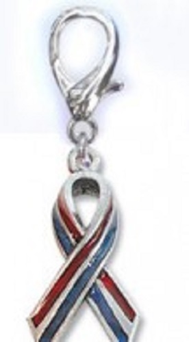 NEW Diva Dog Pet Jewelry Enameled Collar Charm Lobster Clasp USA Flag Ribbon