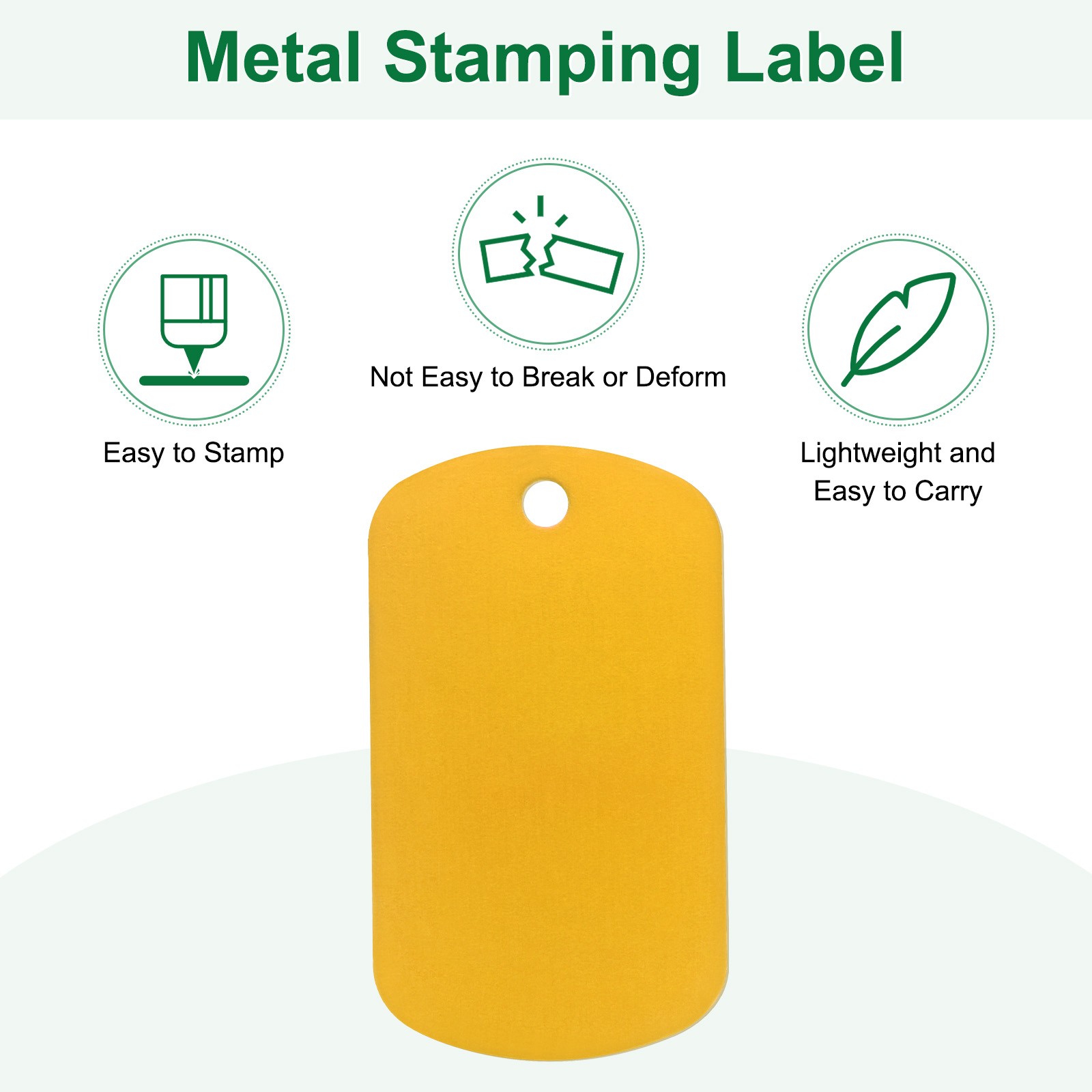 20-Pack 2″ x 1.18″ x 0.04″( L x W x T ) Blank Dog Tags [Yellow, 1 Hole]