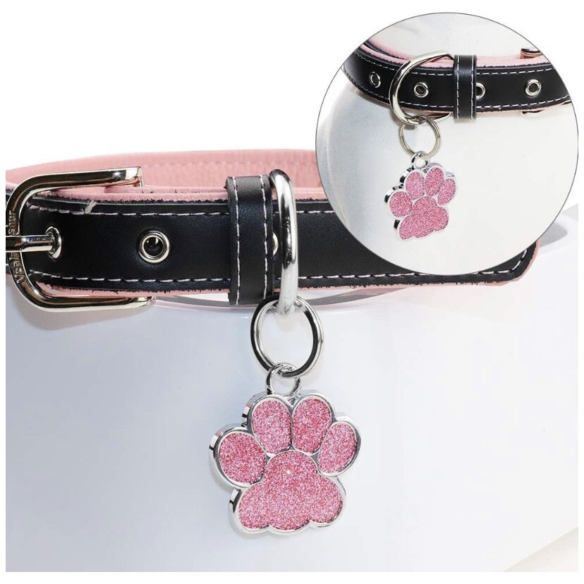 Personalized Pet Dog Sparkly Paw Tags ID Engraved Name Custom Puppy Collar