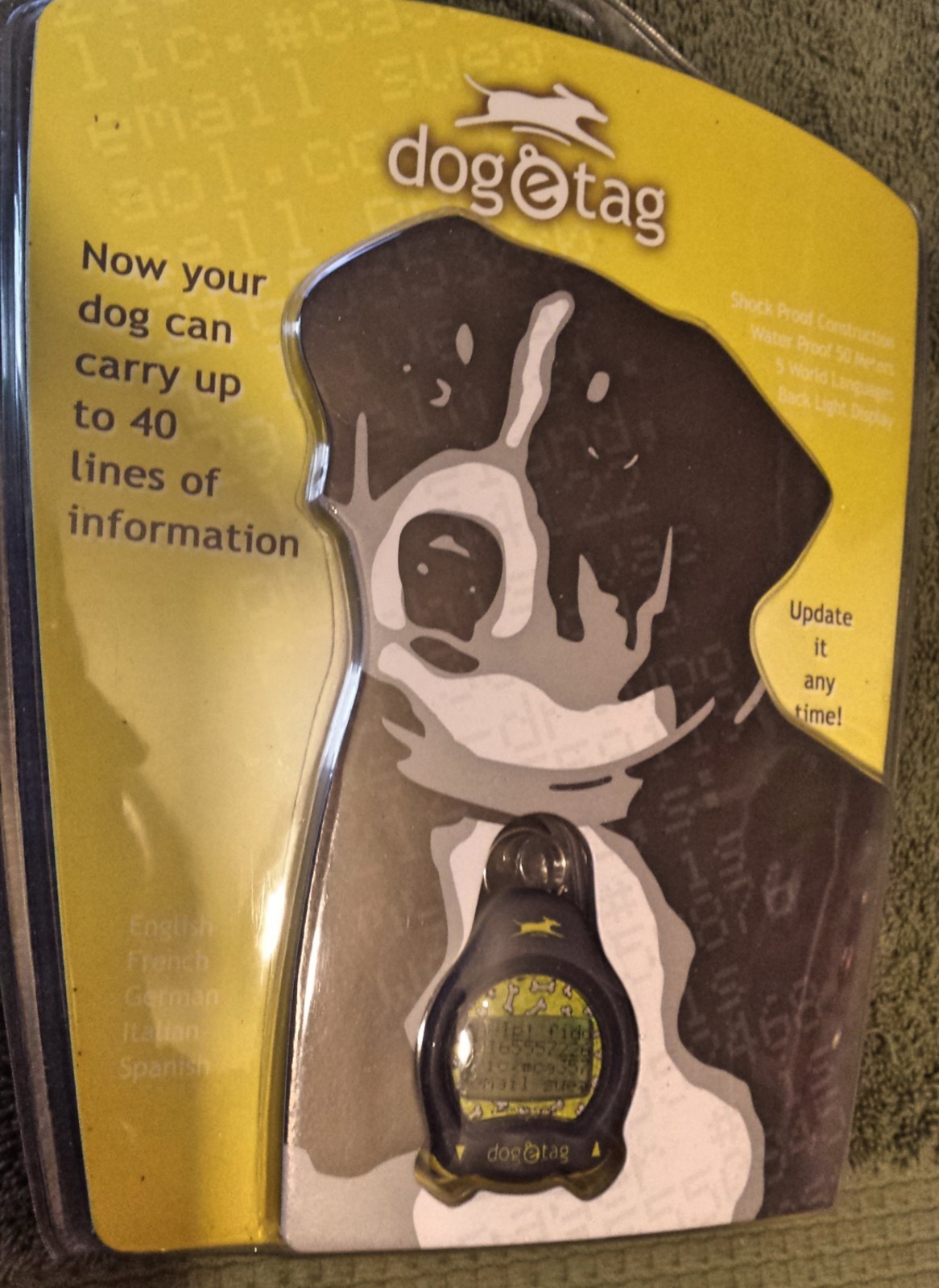 Dogetag Dog-e-Tag Digital Dog Tag ID, Black