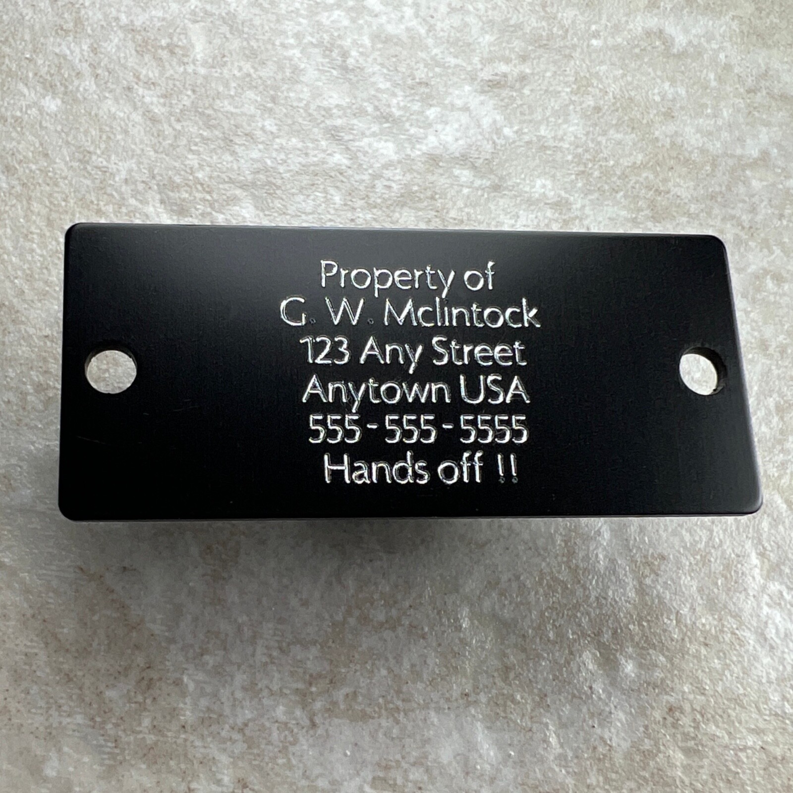 Custom Engraved Tags Personalized NAME PLATE ID Tags Black Gold Nameplate MEDIUM