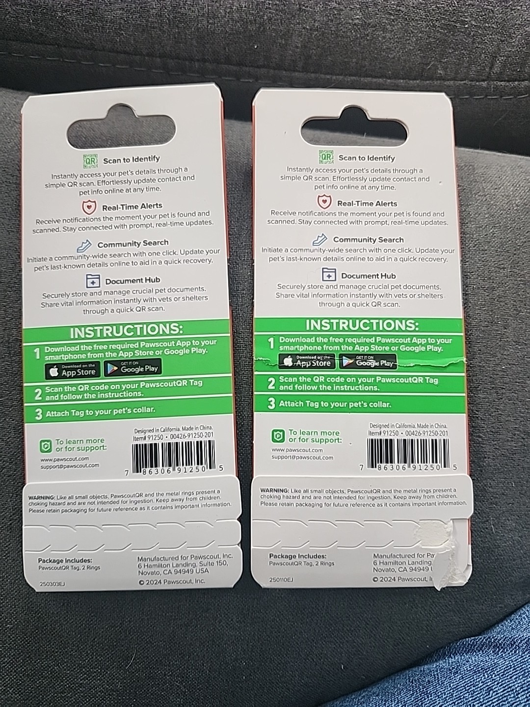 Pawscout QR The Smart Pet Tag Finder Dogs Cats Connects To Your Phone Lot Of 2