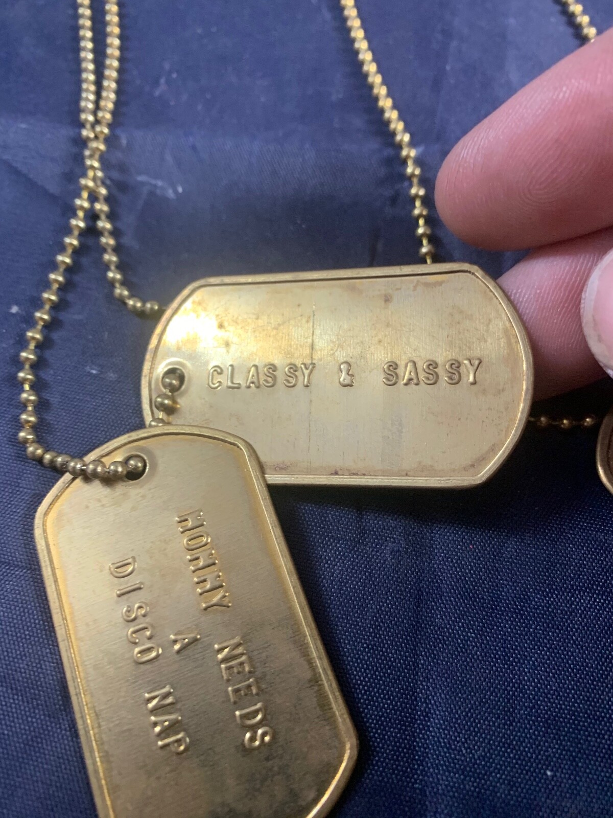 DOG TAG NECKLACES VINTAGE FUNNY GOLD COLOR FUNNY QUOTES ON EACH