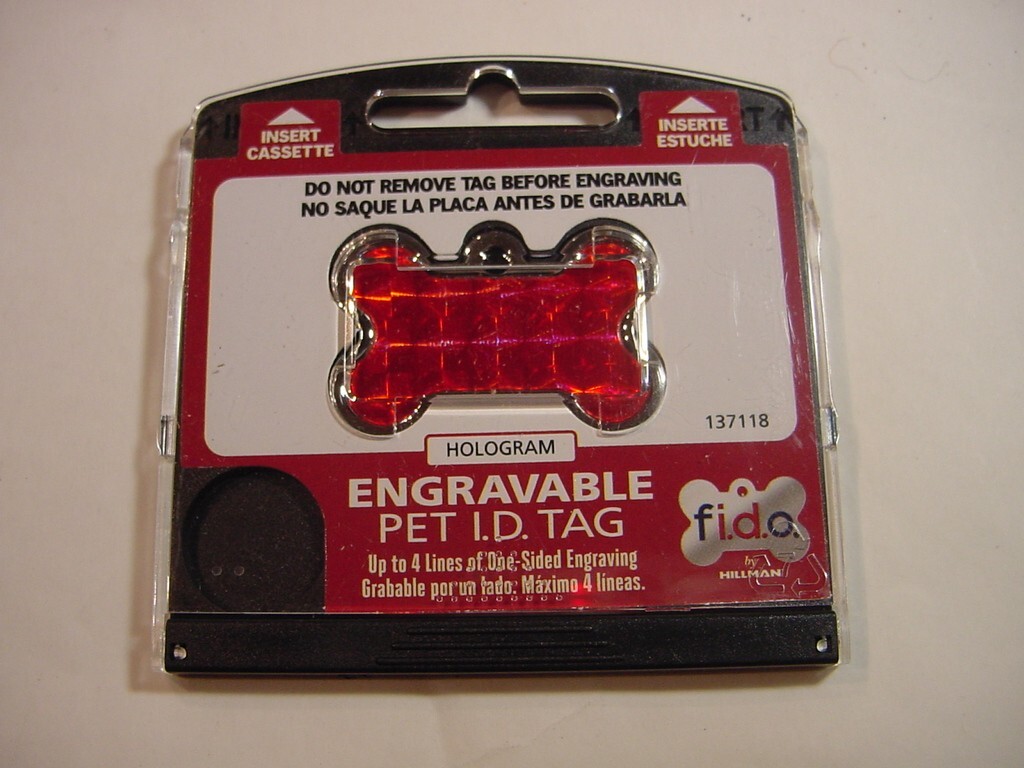 NEW – FIDO ENGRAVABLE PET I.D. TAG – RED DOG BONE