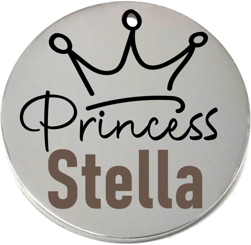 Princess Laser Engraved Pet Name Tags Personalized on Both Sides for Pet Collar