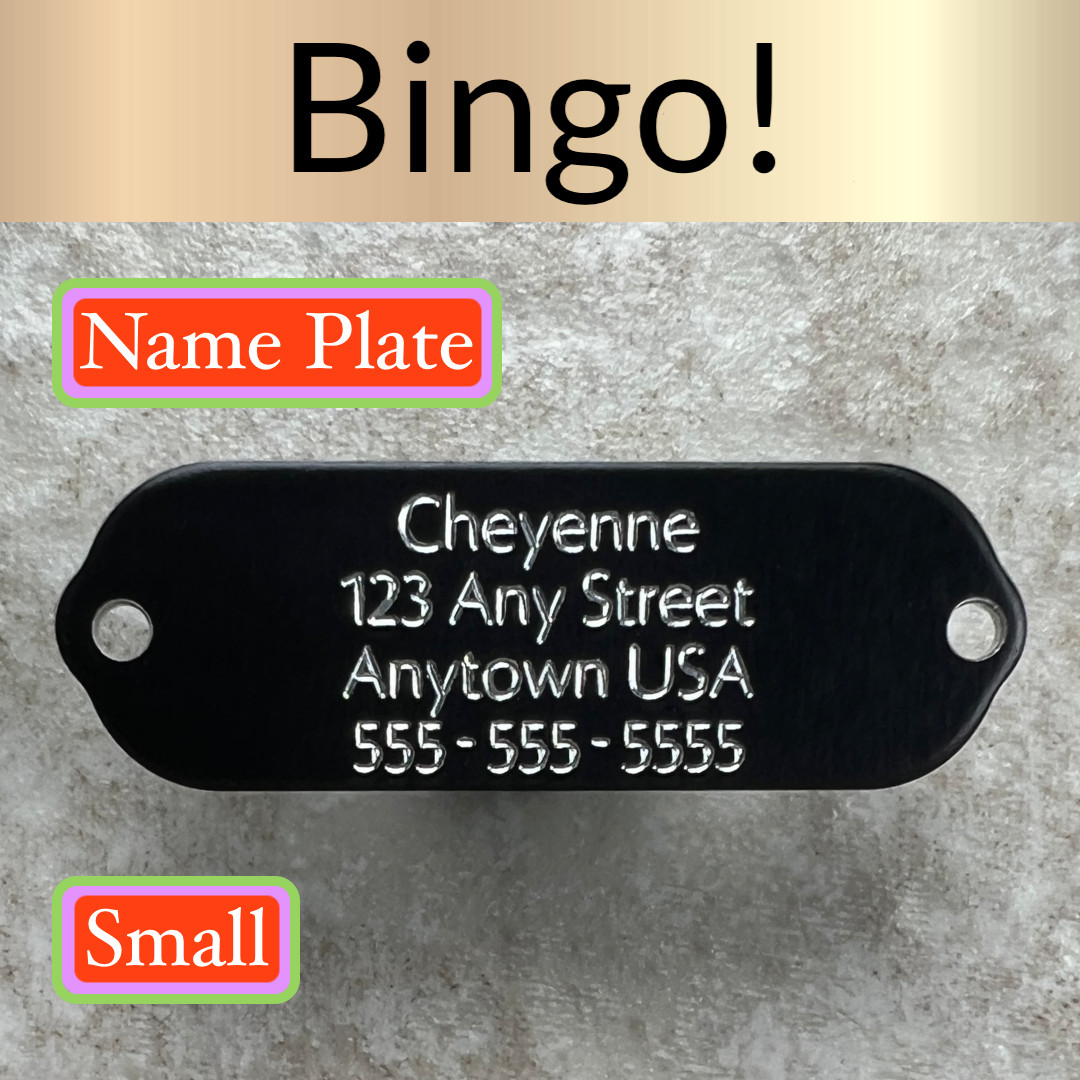 Custom Engraved Tags Personalized NAME PLATE ID Tags NAME PLATE SMALL BLACK TAG