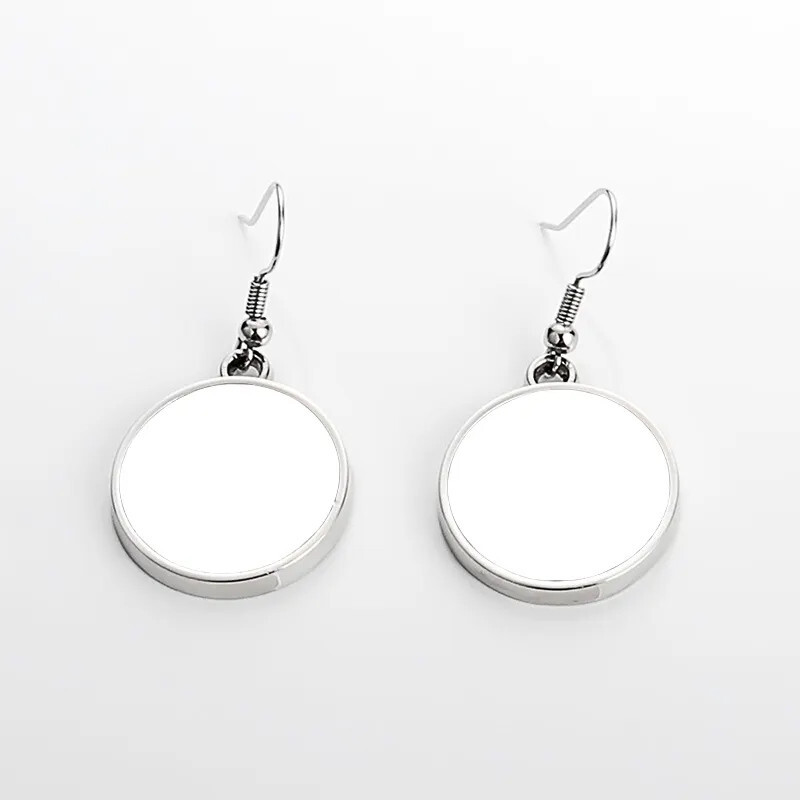 Sublimation Blank Metal round earrings DIY heat trasnfer printing 1 pair